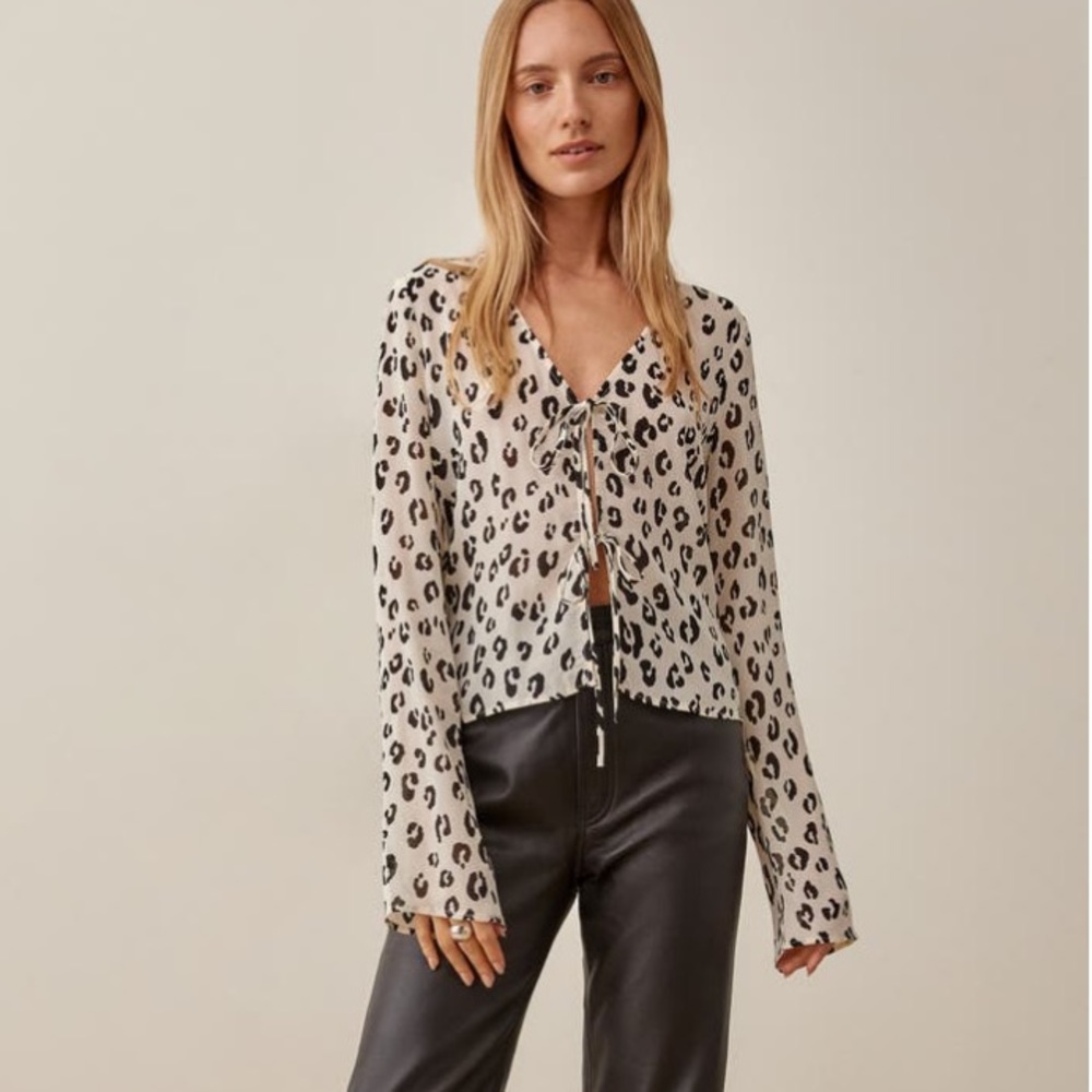 Reformation cheetah print blouse
